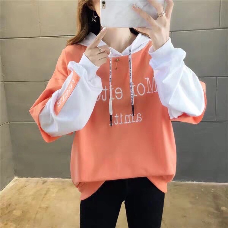 Áo hoodie nữ phối màu Smiti mẫu hot trend FREESHIP Áo khoác nỉ nữ