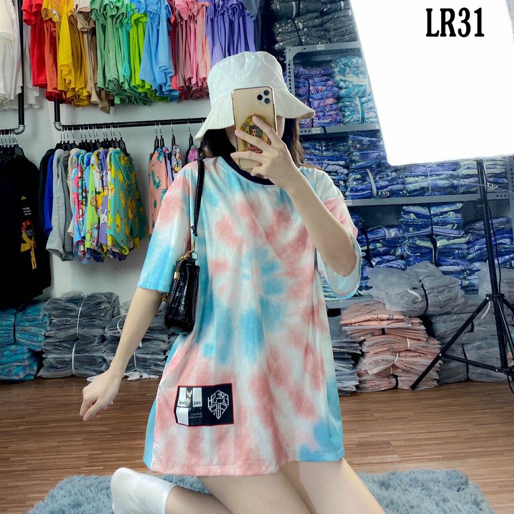 Áo thun loang màu 𝑭𝒓𝒆𝒆𝒔𝒉𝒊𝒑 Áo phông unisex LR31 vải cotton xượt poli co giãn thấm hút tốt, không xù lông