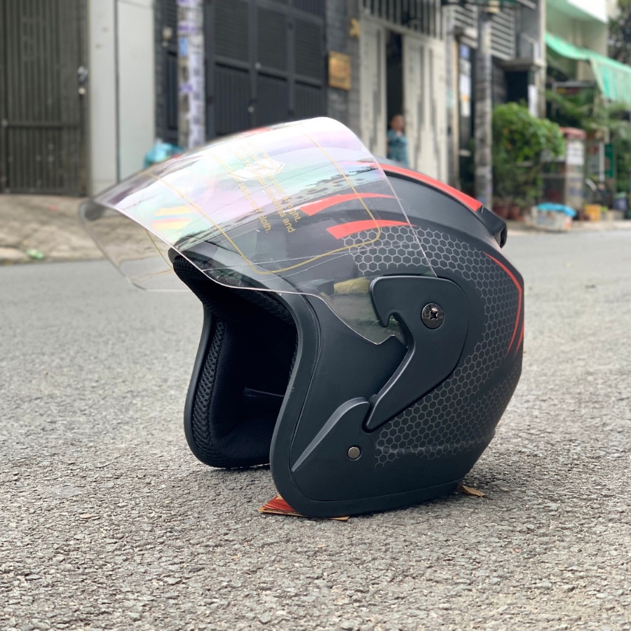 Mũ Bảo Hiểm Thể Thao 3/4 có kính SRT V2 Tem Tổ Ong