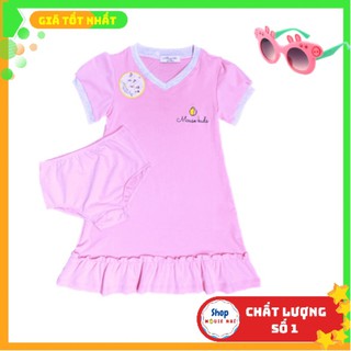 Váy hồng tay bồng cho bé gái 4-9 tuổi đáng chữ A mouse kids