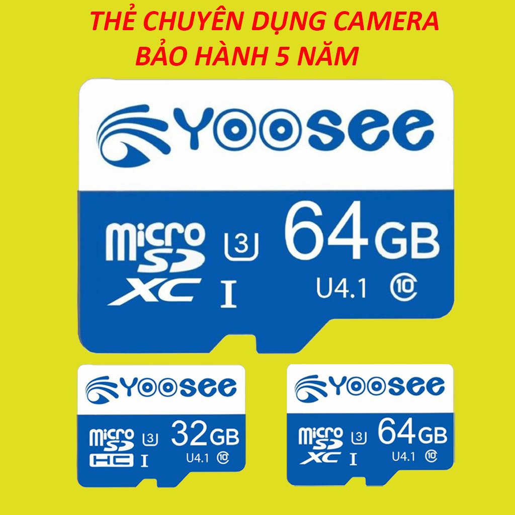 Thẻ nhớ 64GB 32GB YOOSEE Class 10, Thẻ nhớ Yoosee camera IP wifi, Điện thoại, loa đài -  Bảo hành 5 năm 1 đổi 1 | BigBuy360 - bigbuy360.vn