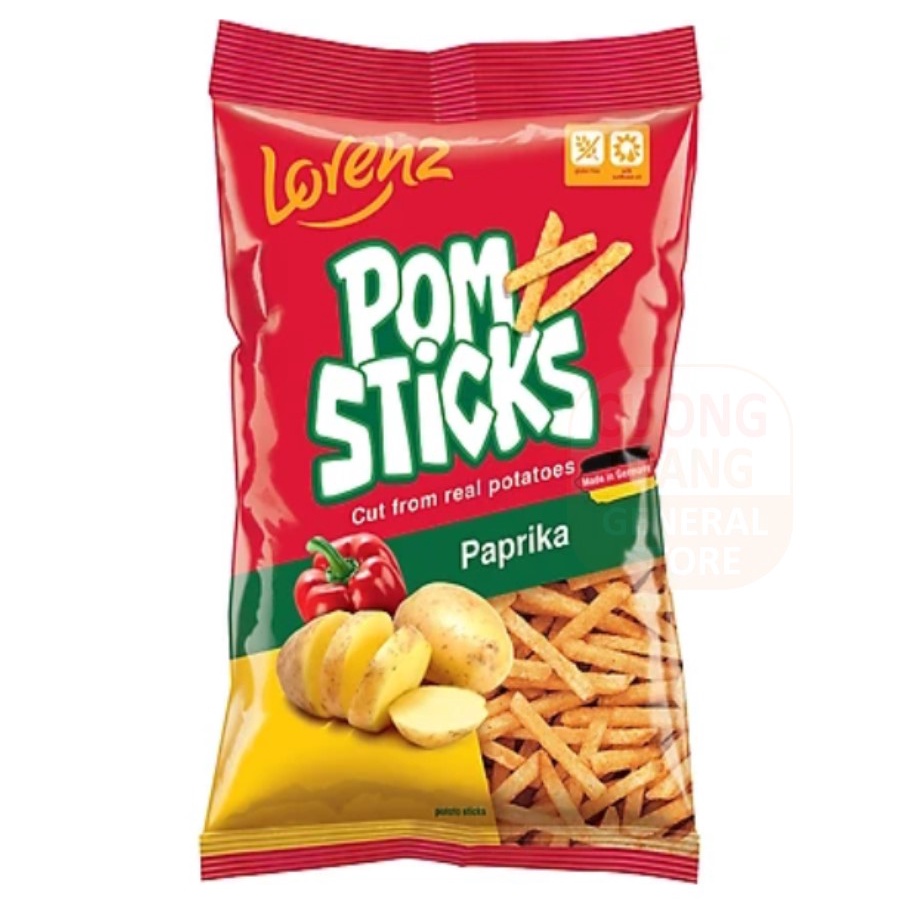 Khoai tây chiên Pomsticks vị ớt Paprika, muối, kem chua, ớt cay, bơ và mật ong Lorenz 70g