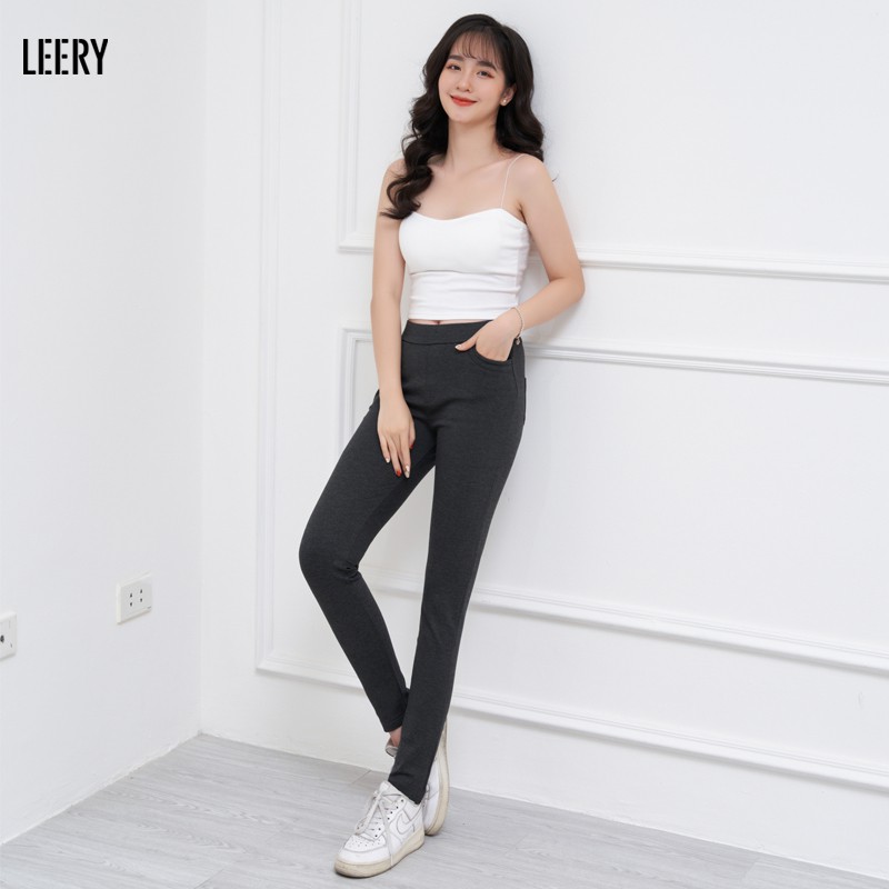 Quần legging nữ LEERY dáng dài cạp cao chất umi Hàn co giãn 4 chiều hàng thiết kế cao cấp LEG-02