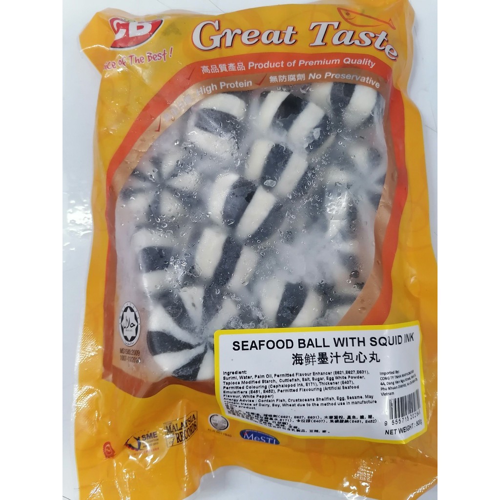 [500g] Viên thả lẩu Surimi nhân mực [Malaysia] CB Seafood Ball with Squid Ink (halal) (nsm-hl) (nw5)