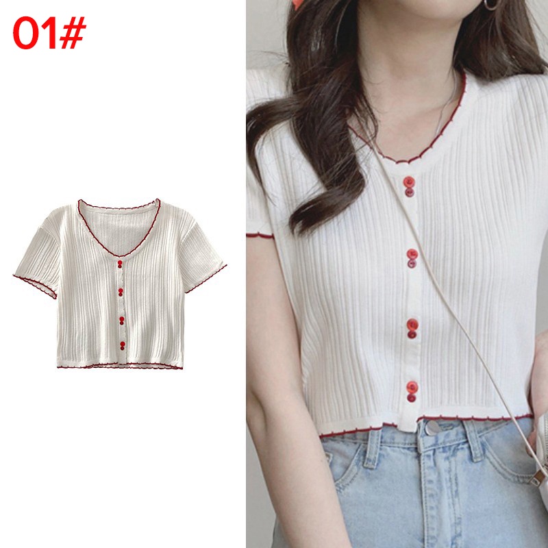Porozi Áo croptop vải thun ngắn tay thời trang Hàn Quốc dành cho nữ