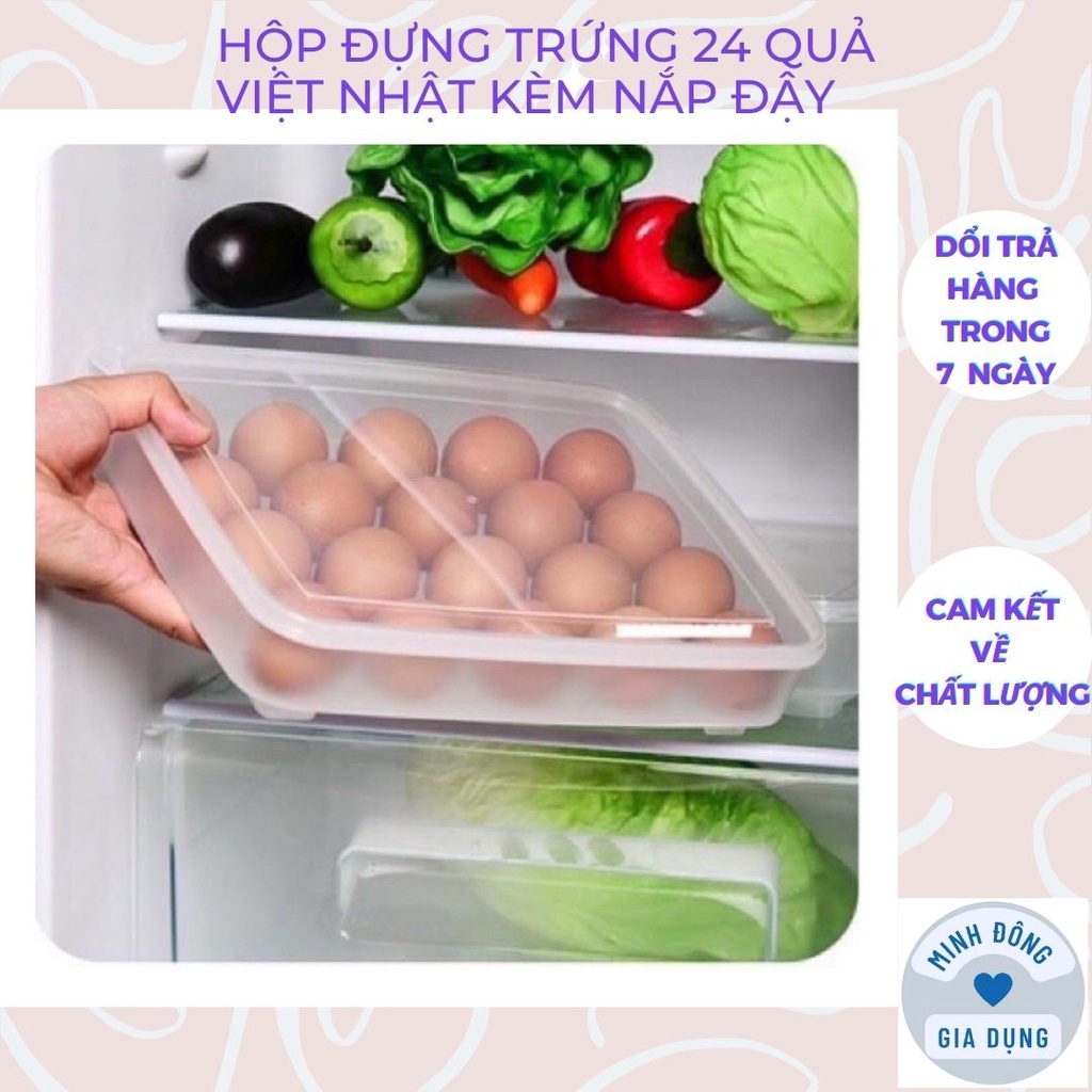 Hộp đựng trứng 24 quả có nắp đậy nhựa Việt Nhật , khay bảo quản trứng không bị vỡ chắc chắn