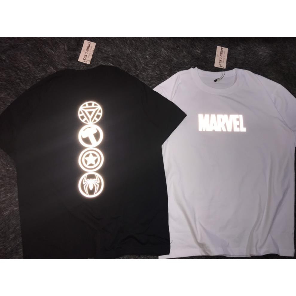 Áo Thun Phản Quang Marvel 4 Logo Cotton 75%,Form Rộng Unisex, Nam Nữ Đẹp Ken T-Shirt. ❣️