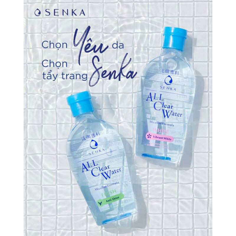 Nước sữa tẩy trang 2 lớp dưỡng trắng Senka All Clear Water Micellar Formula White Sạch thoáng Fresh Milky Water 230ml