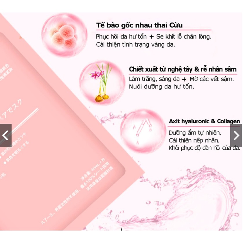 Mặt Nạ Nhau Thai Cừu Mặt Nạ Rwine Beauty Stem Cell Placenta Mask Nhật Bản ( Date 2022 )