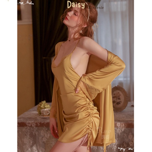 [Hỏa Tốc, Bảo Mật] Váy Ngủ Sexy Gợi Cảm Đầm Ngủ Lụa 2 Dây Phối Ren Viền Ngực Dây Rút Hông Cao Cấp - Mã VN027