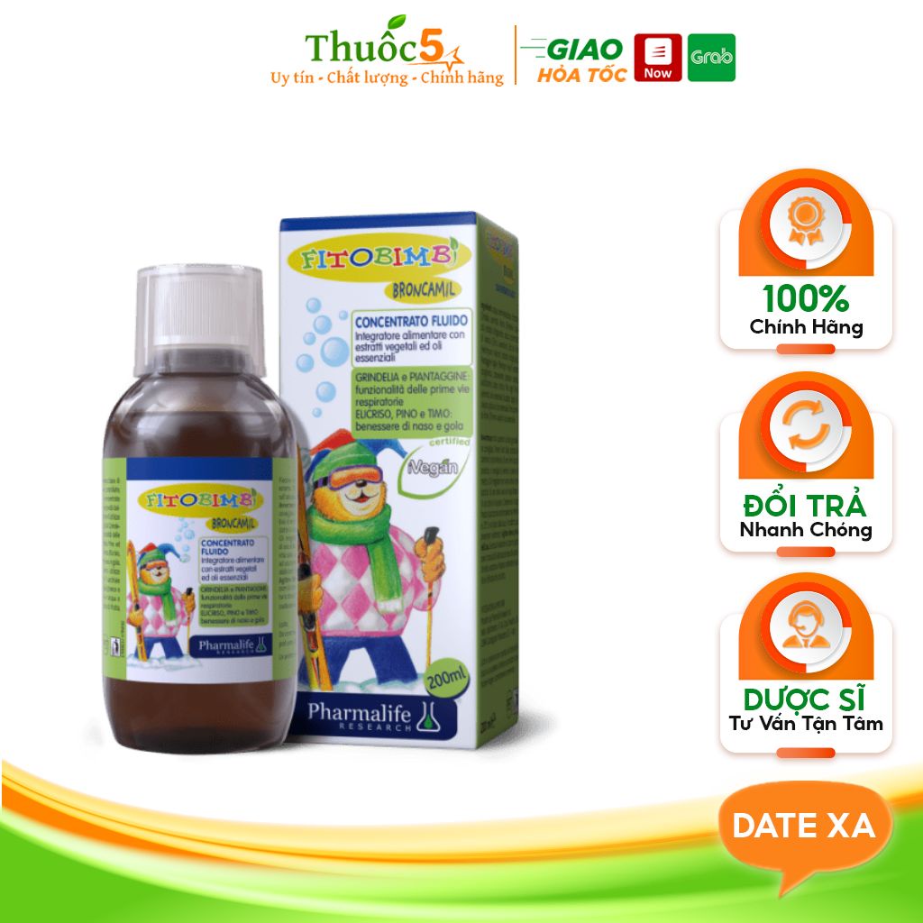 Siro Ho Fitobimbi Broncamil Giúp Giảm Ho, Long Đờm, Thông Thoáng Đường Hô Hấp Lọ 200ml