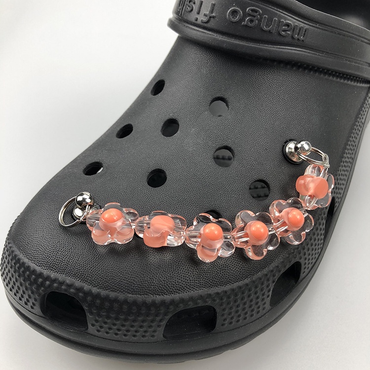 Thời trang cầu vồng hoa crocs jibbitz chain rhinestones jibits croc charm crystal heart croc jibbits for women shoes phụ kiện giày bùa ghim trang trí