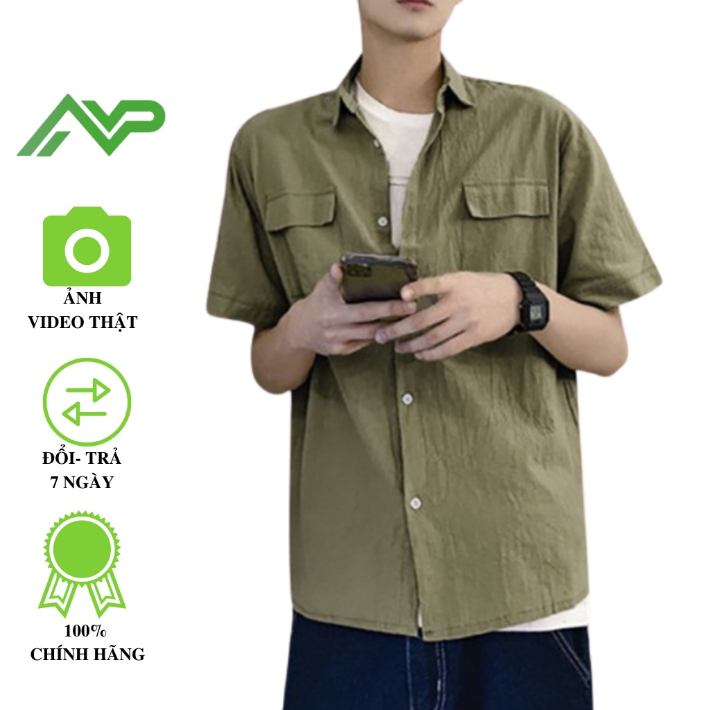 Áo sơ mi đũi cộc tay nam NPV chất đũi Li-nen trẻ trung, năng động, áo sơ mi 4 màu cơ bản dễ phối đồ | BigBuy360 - bigbuy360.vn