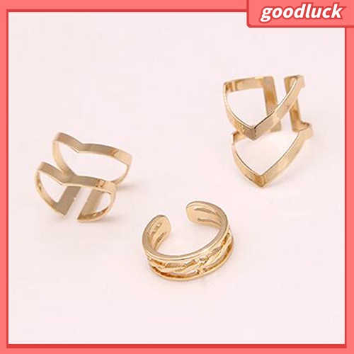 Bộ 3 nhẫn hở hình mũi tên rỗng thời trang cho nữ