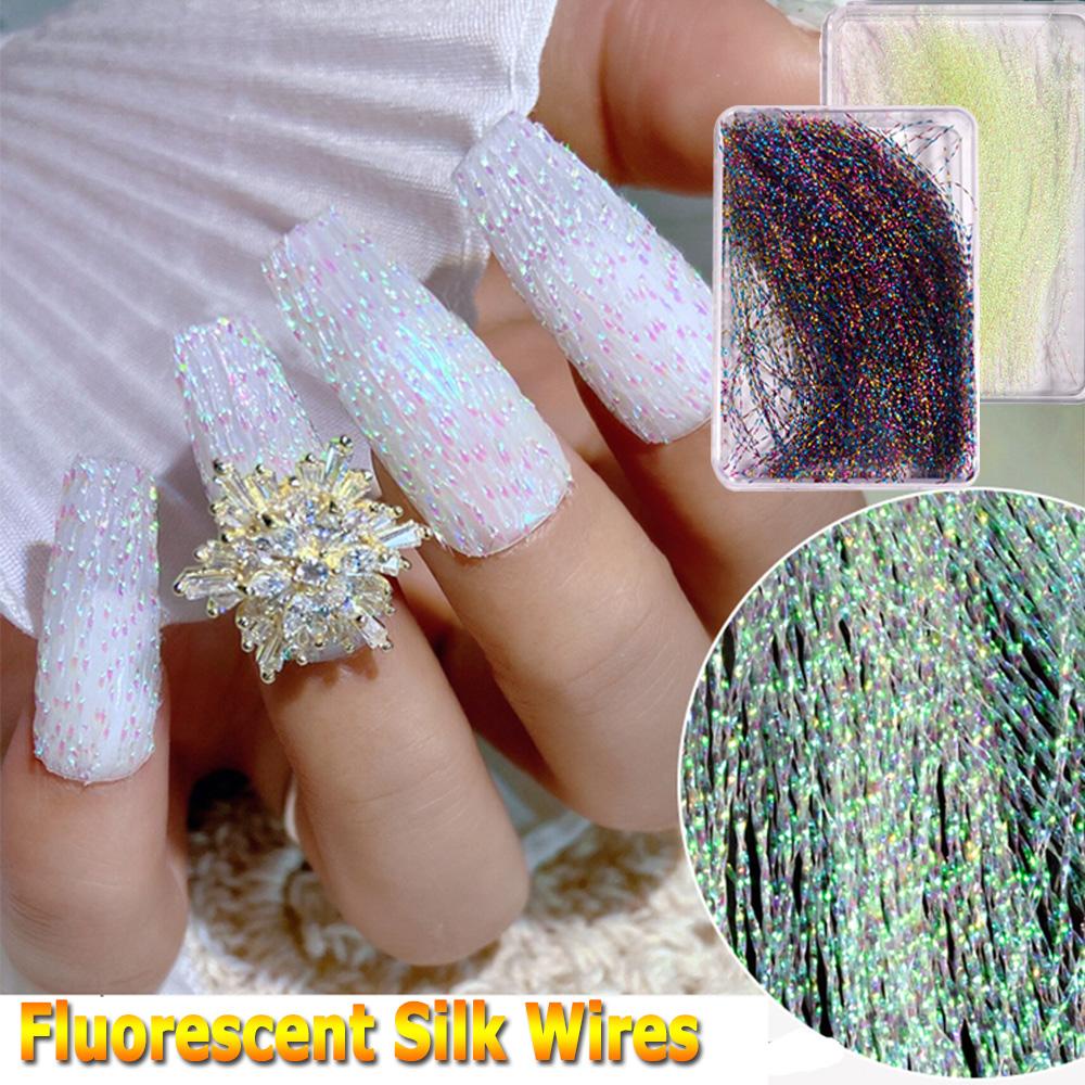 Cuộn Dây Lụa Dạ Quang Nối Dài Móng Tay Phát Sáng Trong Bóng Tối DIY