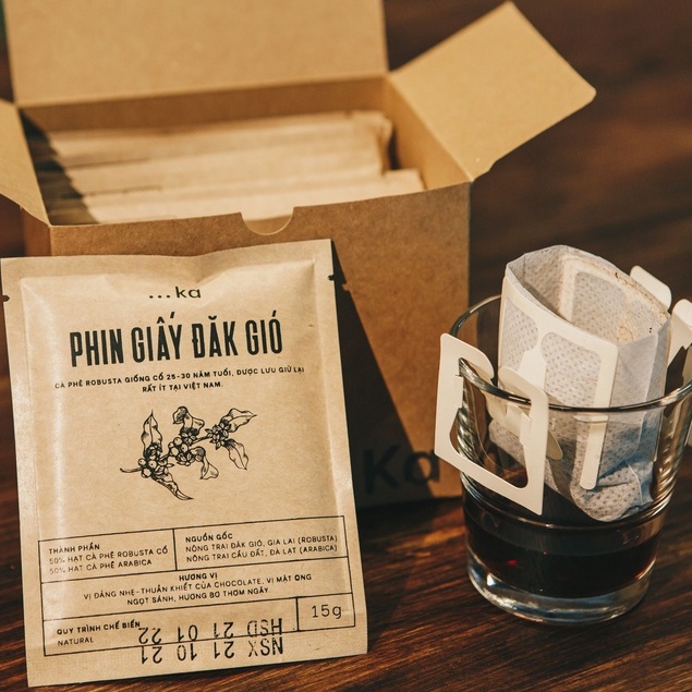 Phin giấy pha cà phê, Cà phê Phin Giấy ĐẮK GIÓ Robusta giống cổ, Arabica Cầu Đất tiện lợi pha tại nhà, du lịch