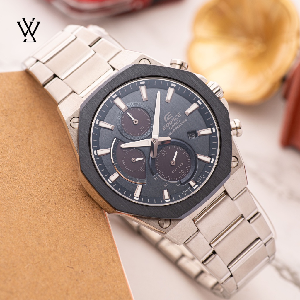 Đồng Hồ Năng Lượng Mặt Trời Nam Casio Edifice WATCHSTORE EFS-S570DB-2AUDF, Mặt Kính Sapphire 44mm, Dây Kim Loại Cao Cấp