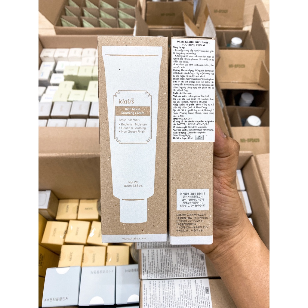 Kem Dưỡng Ẩm Chuyên Sâu Klairs Rich Moist Soothing Cream Hàn Quốc 80ml