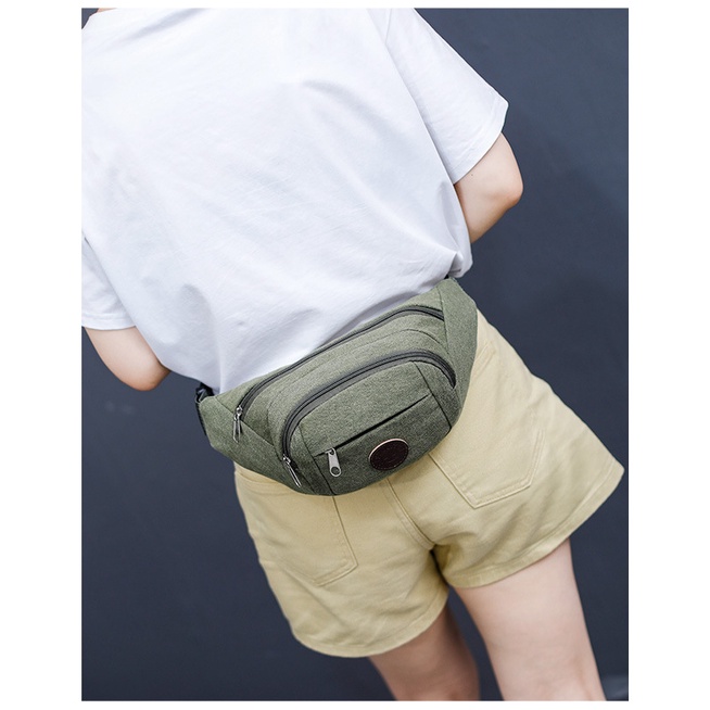 Túi Đeo Hông, Đeo Bụng Nam Nữ Thời Trang có 3 ngăn đựng tiện dụng logo SPORT