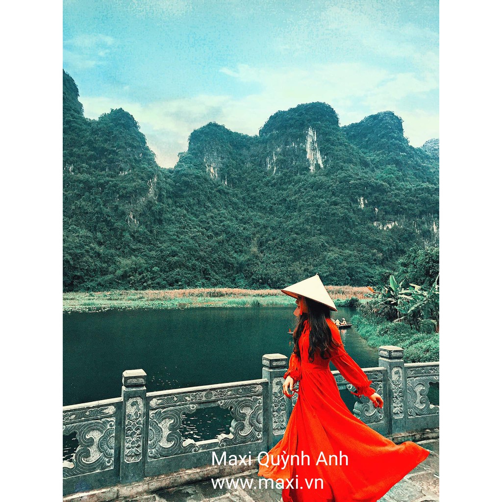 Đầm maxi tay dài cổ trụ sang trọng - kèm hình khách | BigBuy360 - bigbuy360.vn