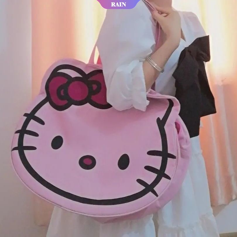 SANRIO Túi Xách Vải Oxford Cỡ Lớn In Hình Hoạt Hình Hello Kitty Thời Trang Cho Nữ
