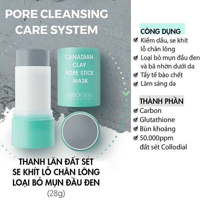 Thanh Lăn Đất Sét Giảm Mụn Đầu Đen Se Khít Lỗ Chân Lông Neogen Pore Cleansing Care System 28g