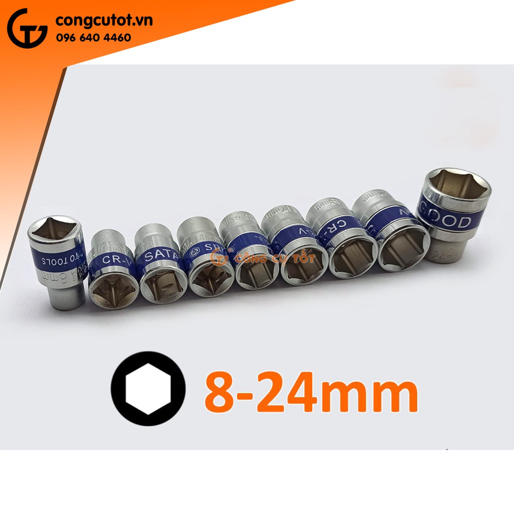 Bộ tuýp 8-24 cần cong hộp nhựa đỏ