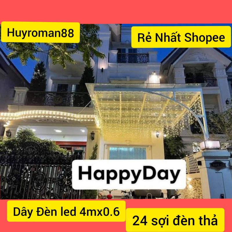 ĐÈN LED MÀNH THẢ TRANG TRÍ 4M - 24 SỢI ÁNH SÁNG VÀNG, dây led Trang trí quán cà phê, nhà hàng, tiệc cưới