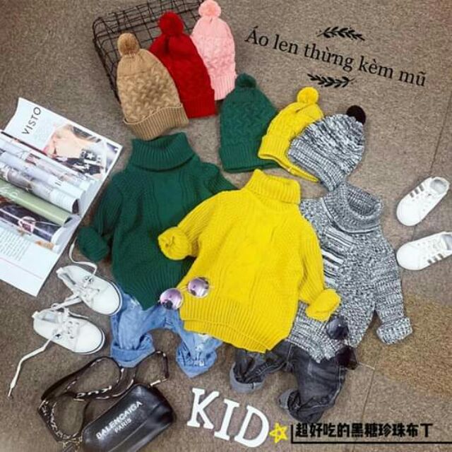 Freeship 99k TQ_Áo len kèm mũ