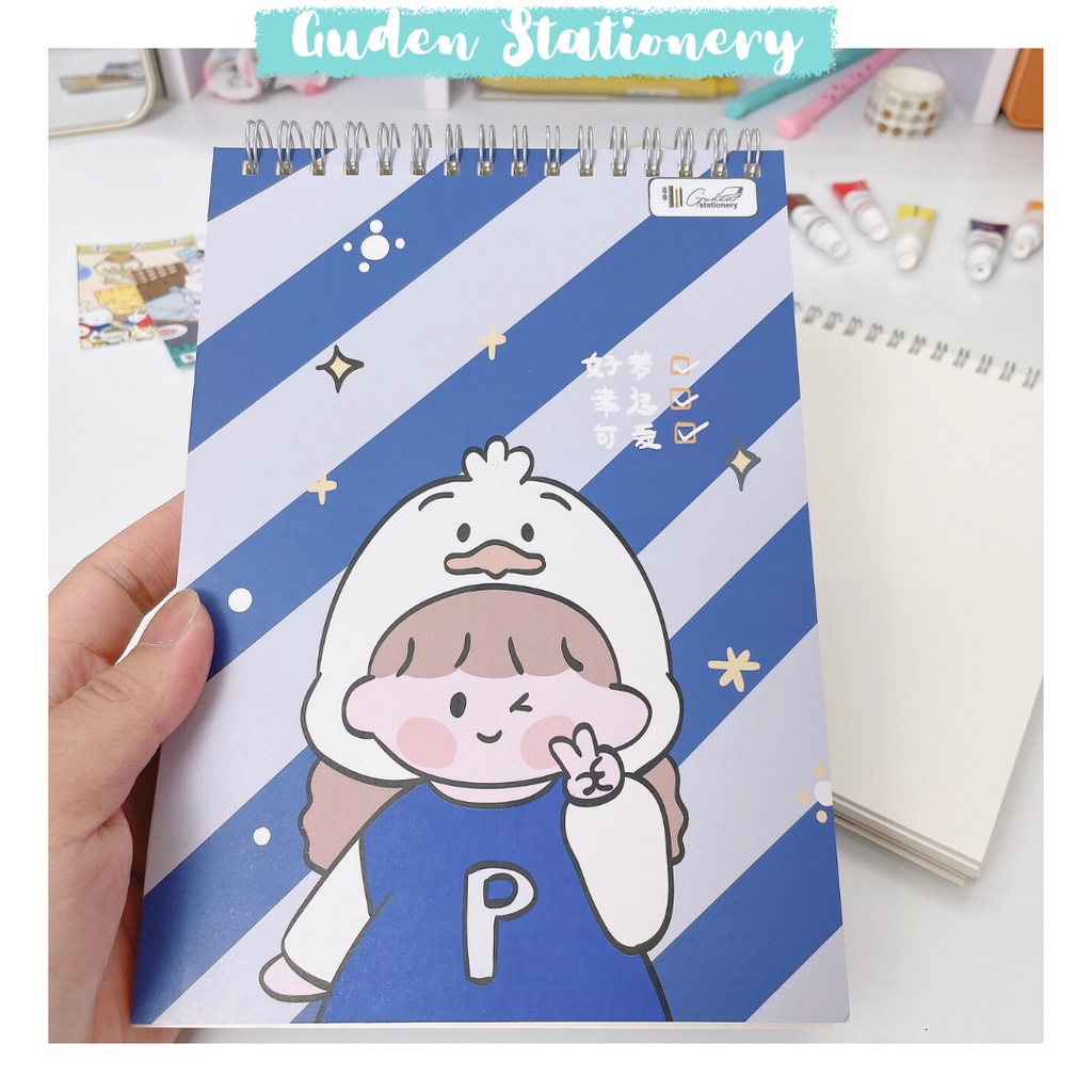 Sổ tay vẽ chì, sổ tay vẽ ký họa, Sketchbook A5 cô gái dễ thương_Guden Stationery