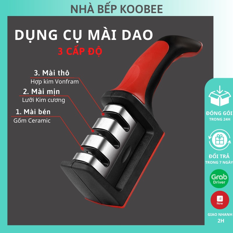 Dụng cụ mài dao kéo 3 rãnh (3 cấp độ) tay cầm tiện lợi - Đồ mài dao siêu bén nhanh và hiệu quả NB53