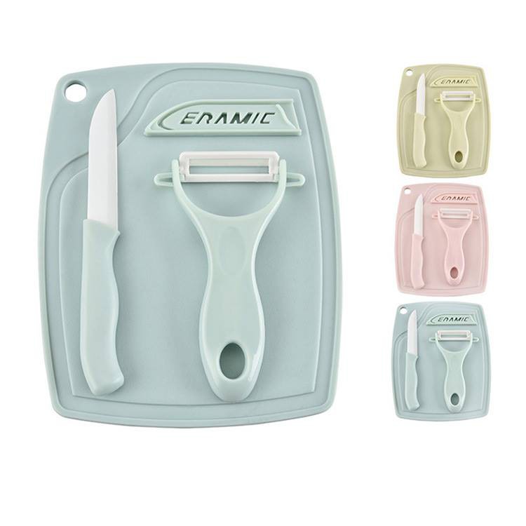 Bộ dao thớt gọt trái cây 3 món - bộ dao thép phủ sứ Ceramic