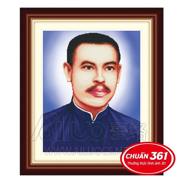 Tranh thêu chữ thập cha Phanxico Trương Bửu Diệp size 52x62cm