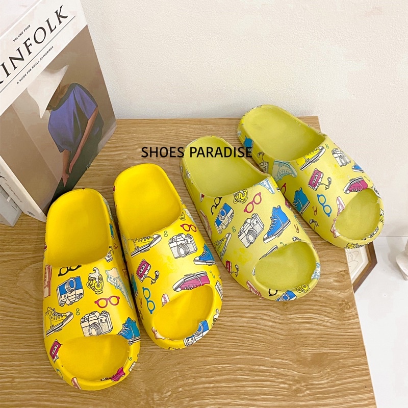Dép Quai Ngang Đế Bánh Mì Hoạ Tiết Hoạt Hình (PHOM NHỎ TĂNG SIZE) -Dép YZ Shoes