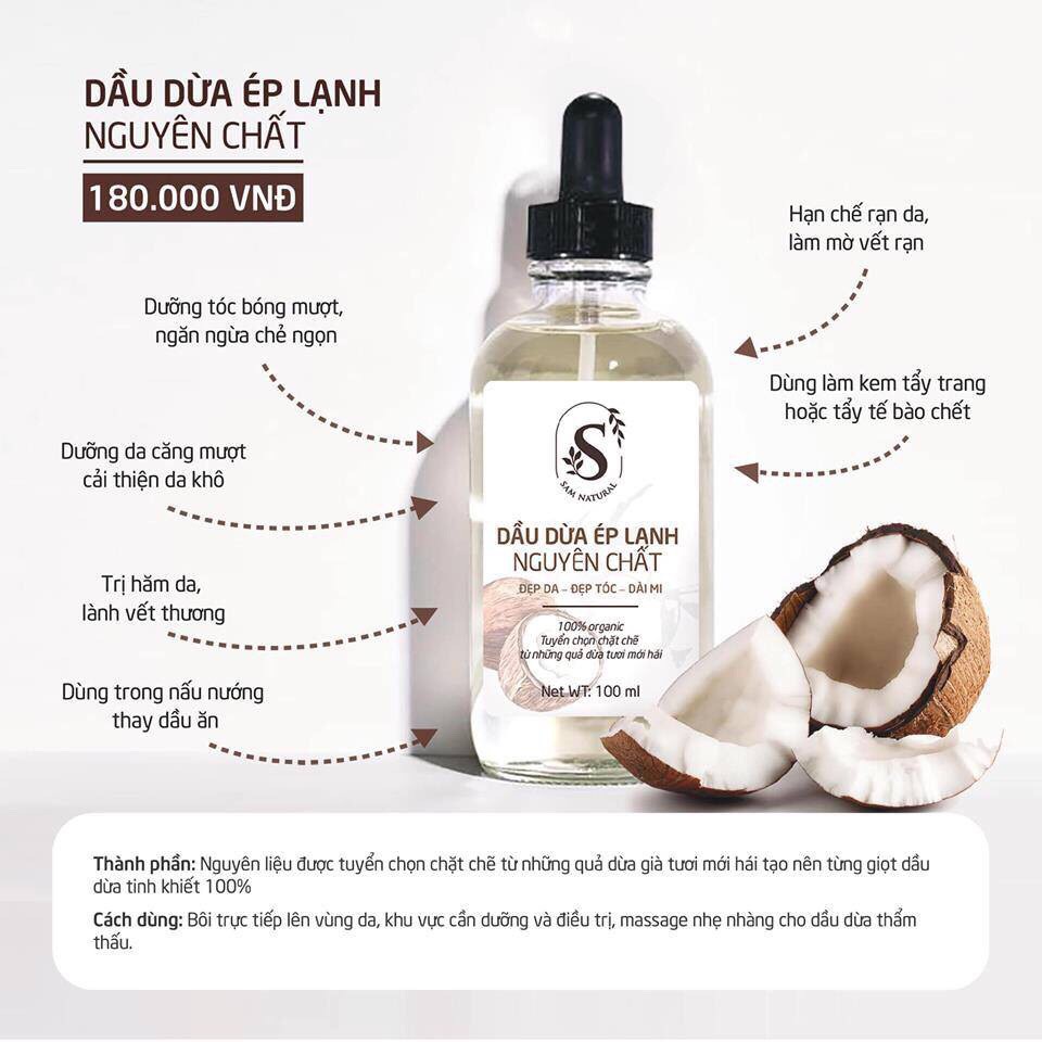 Dầu dừa ép lạnh nguyên chất - Sam Natural