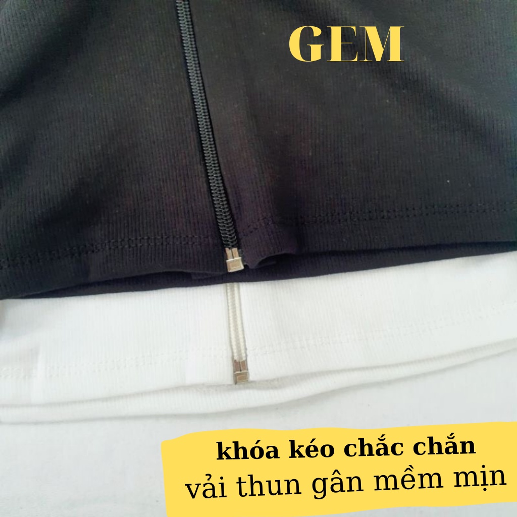 Áo croptop tay dài kiểu dây kéo chất thun gân mềm mát , croptop nữ cổ vuông