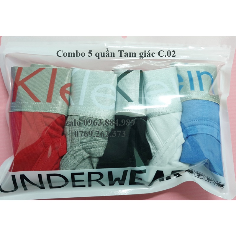 Túi 5 quần tam giác nam C.02 chất thun mỏng, cạp bạc bản rộng nhiều màu cho anh em- ẢNh, video shop làm