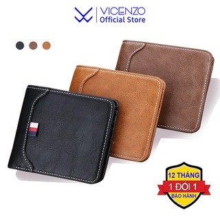 Ví Nam Cao cấp Xốp  Vicenzo Mẫu Thiết Kế Bealery Dáng Gập Ngang.Ví Nam Đựng Tiền Đựng Thẻ Nhỏ gọn - MãVN15