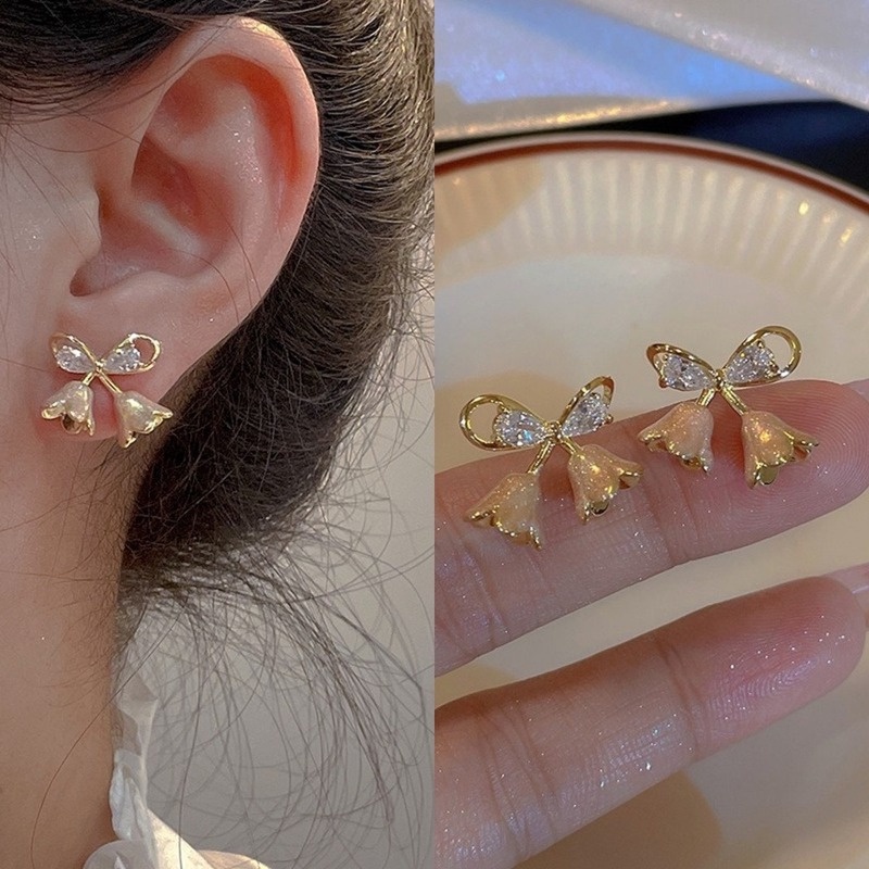 Bông Tai Mạ Bạc 925 Hình Hoa Tulip Ngọt Ngào Phong Cách Hàn Quốc Cho Nữ