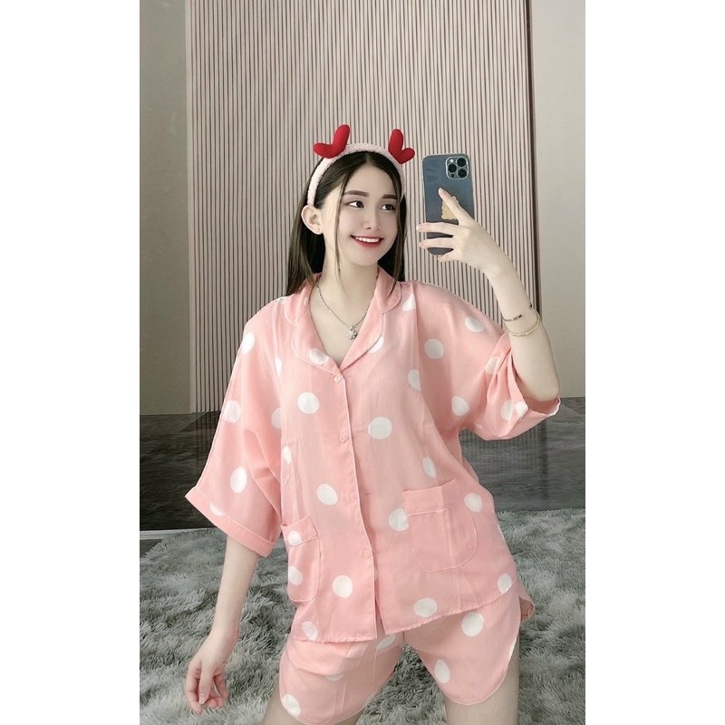 Bộ Pijama Lụa Cao Cấp Cánh Dơi Áo Cộc Quần Đùi | BigBuy360 - bigbuy360.vn