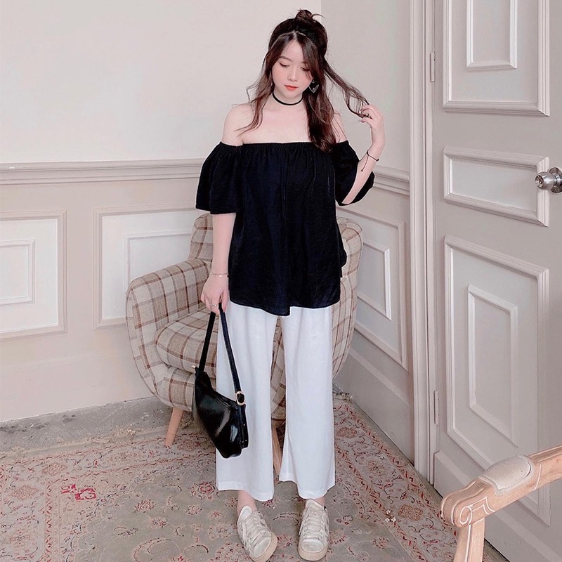 Quần ống rộng xuông đũi mát chun co giãn trắng tingoan BENNY CULOTTES/WH