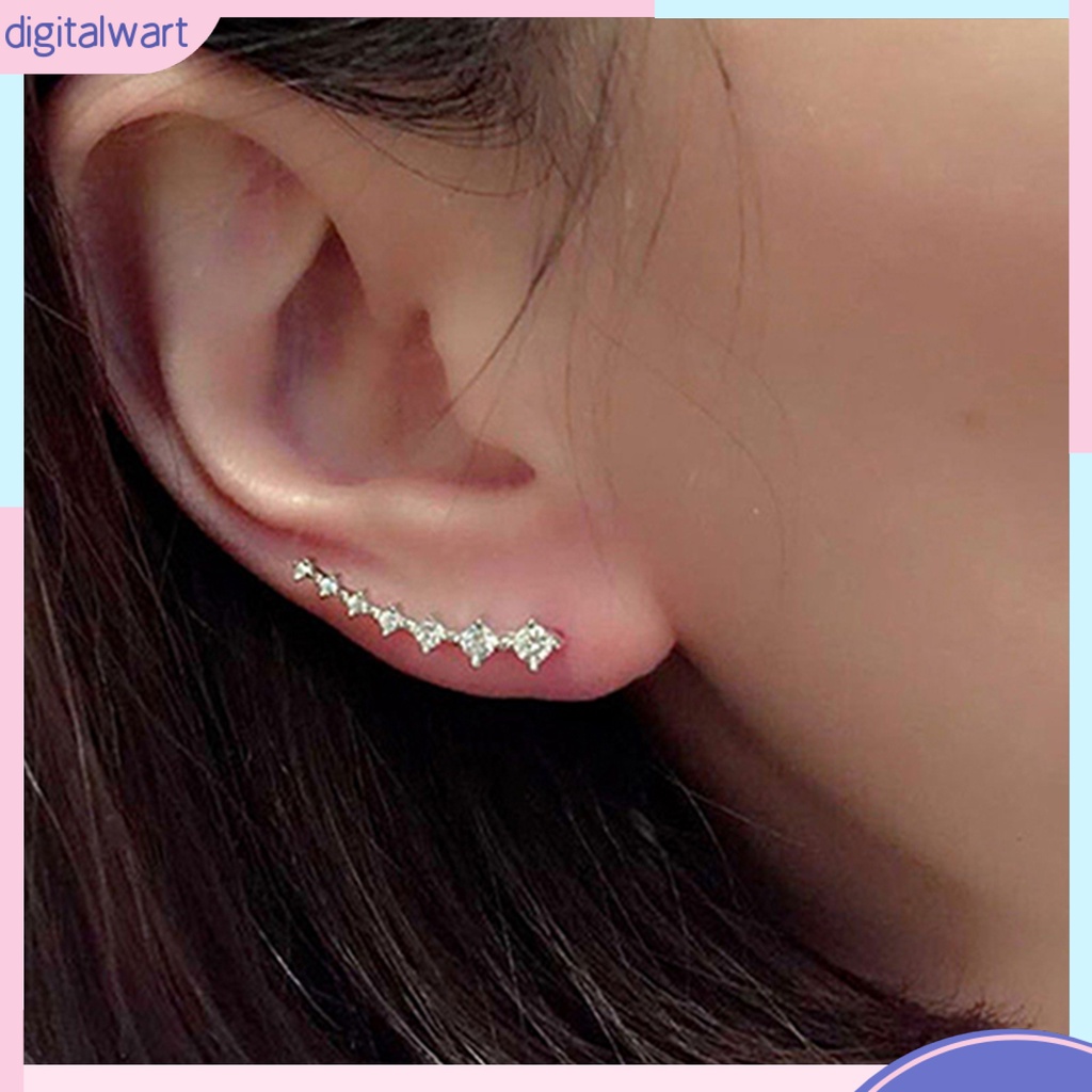 Cặp khuyên kẹp vành tai đính đá quý nhân tạo lấp lánh sang trọng cá tính dành cho nữ