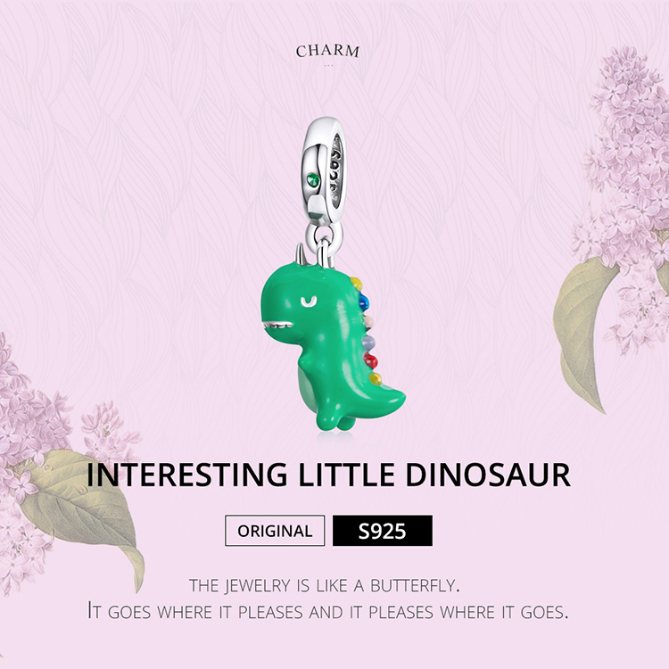 Mặt Dây Bamoer BSC460 Hình Khủng Long Nhỏ Bằng Bạc S925 100% Thời Trang DIY