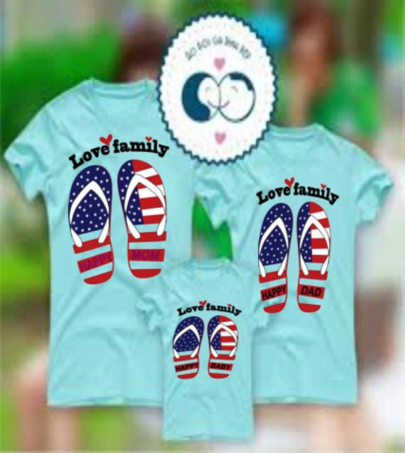 áo gia đình 3 người áo chất cotton mịn mát đồ gia đình đi biển