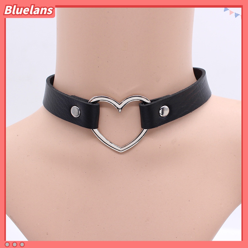 Vòng Cổ Giả Da Mặt Trái Tim Phong Cách Punk Thời Trang Chỉnh Được 48h Dành Cho Bạn Nữ