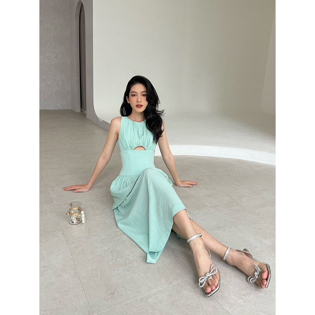 COLUS - Đầm xanh mint 2 tầng sát nách