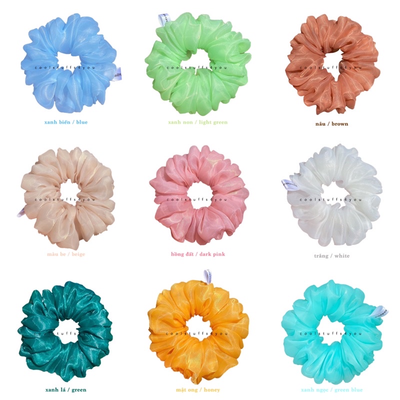 Bảng màu voan phồng✨Scrunchies voan phồng vải đẹp size thường