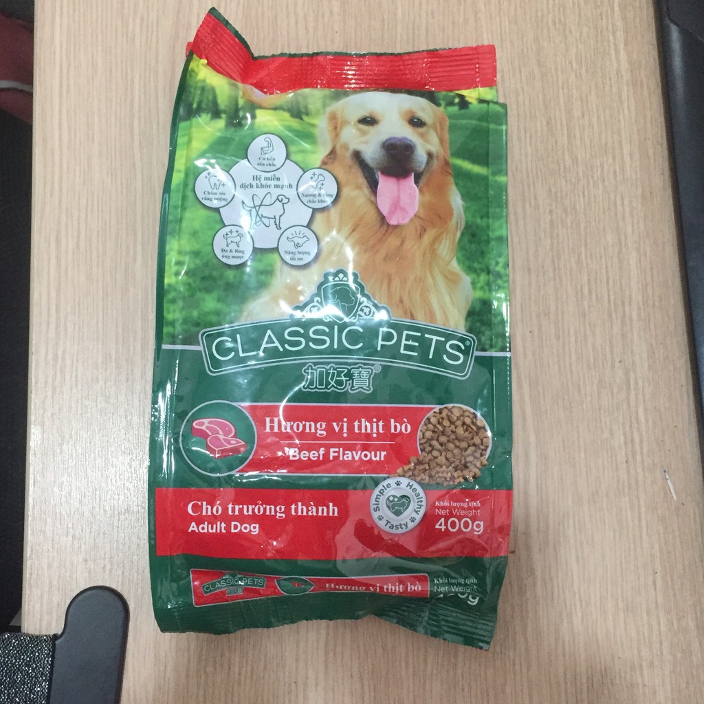 Thức Ăn Hạt Cho Chó Classic Pets 400g Vị Bò Nướng Cho Chó Lớn