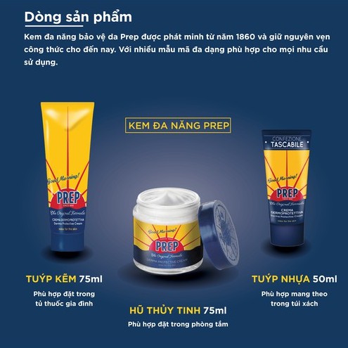 Kem Thoa Đa Năng PREP Làm Dịu Vết Côn Trùng Cắn Cạo Râu Không Chứa Paraben An Toàn Cho Da Dạng Tuýp Nhựa 50ml