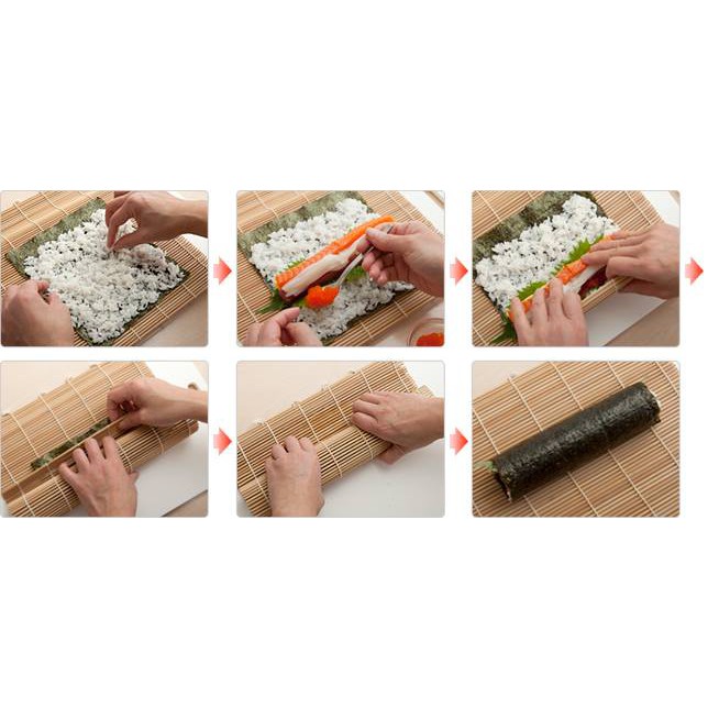 Mành tre cuộn sushi, kimbap nan tròn - Sushi Tool Bamboo Rolling Mat DIY Onigiri Rice Roller